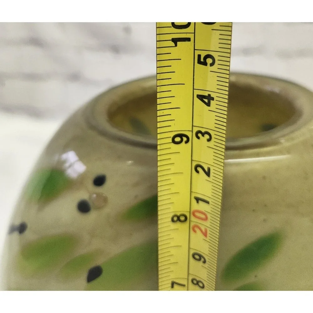 Beautiful Stellar Spotted Vase Hand Blown Glass Art Grey Blue Green‎ Cream Black